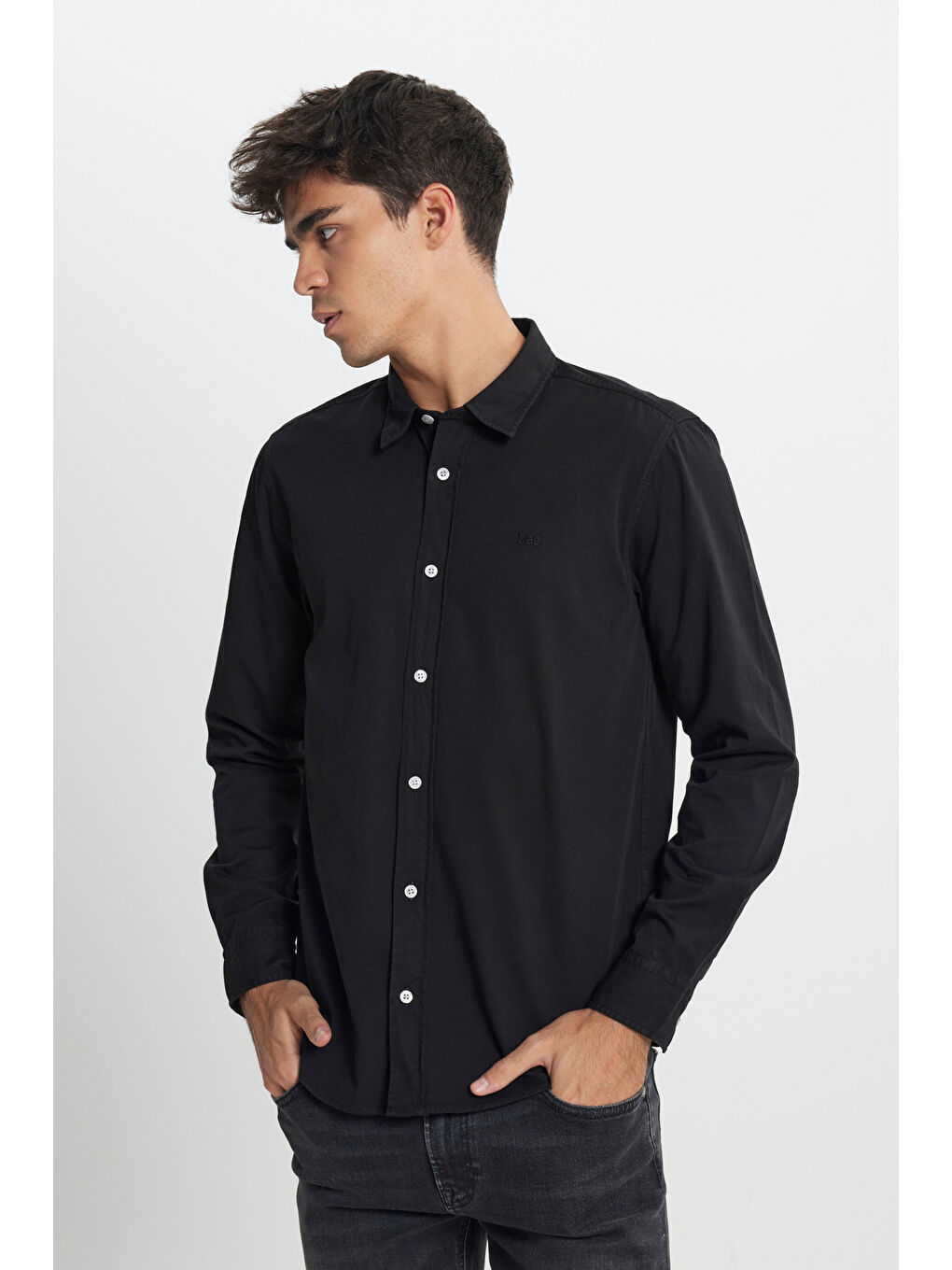 Regular Fit Normal Kesim %100 Pamuk Siyah Gömlek-1