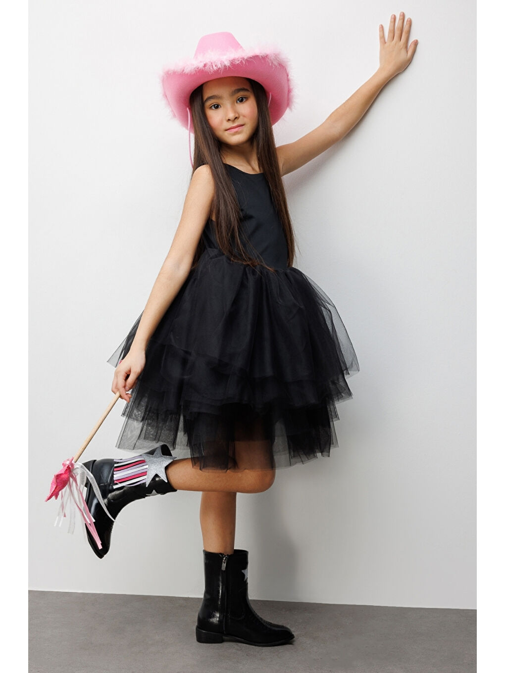 Siyah Tül Etekli Kız Çocuk Balerin Elbise - Carmen-1