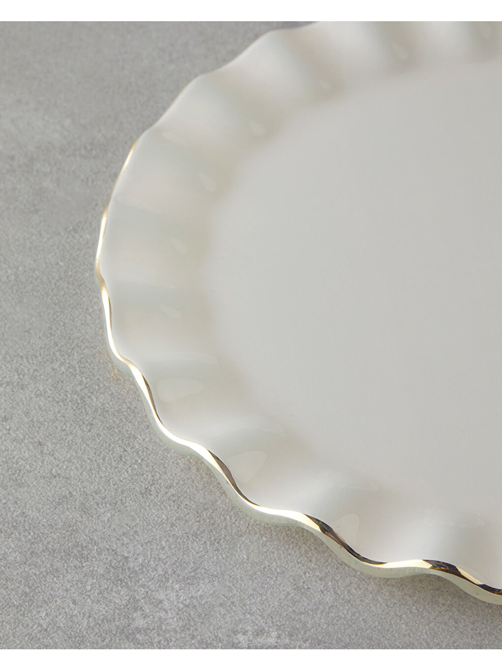 Sarı Lustre Cam Pasta Tabağı 20 cm Krem-Gold-2