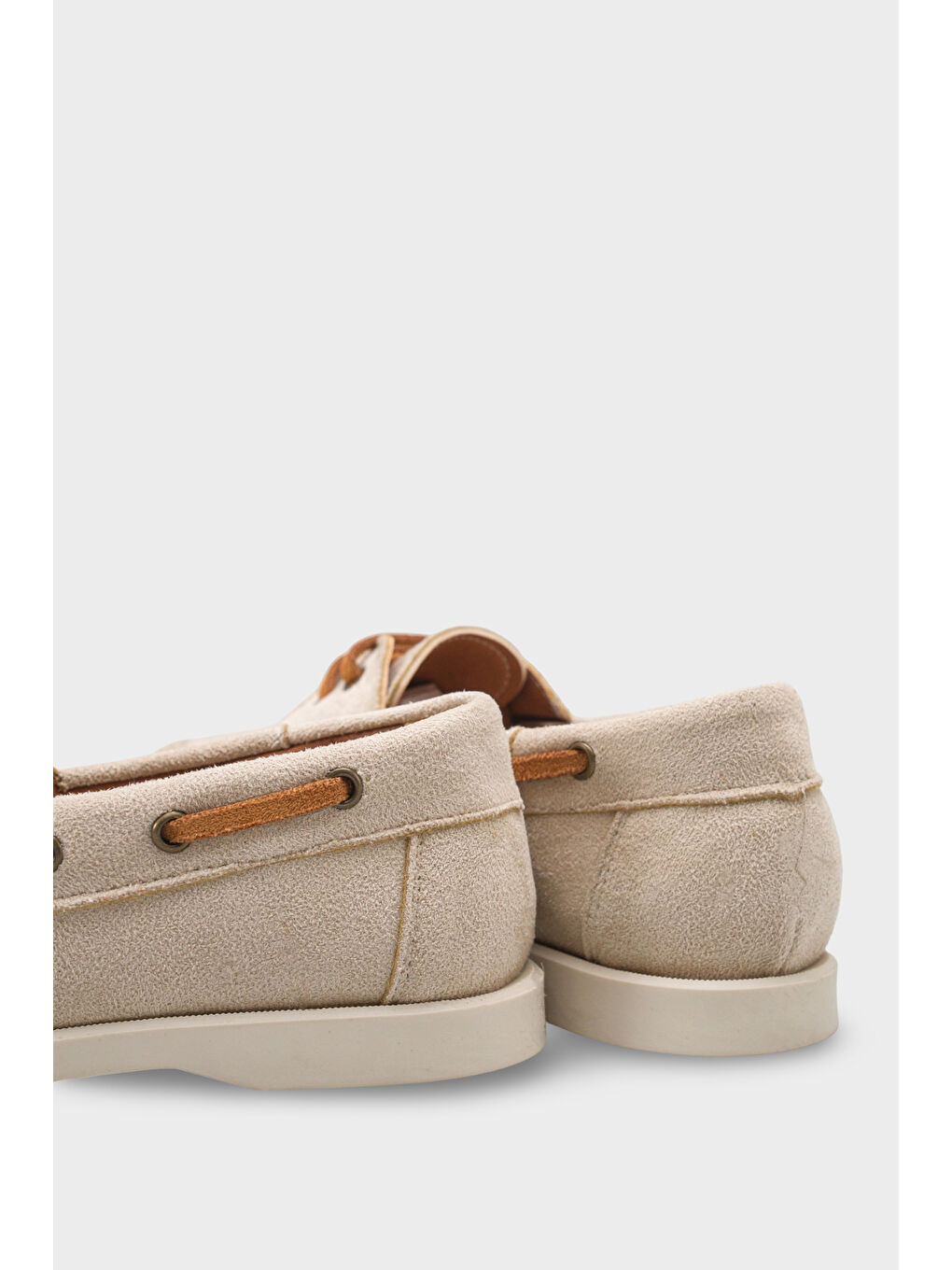 Bej Bria Bağcıklı Boncuklu Konfor Kadın Loafer Tekne Ayakkabısı-2