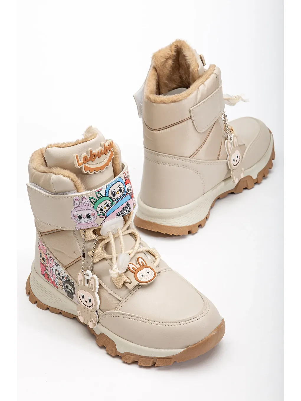 Bej D813 Günlük Ortopedik Soğuk Geçirmez Kız Çocuk Botu-2