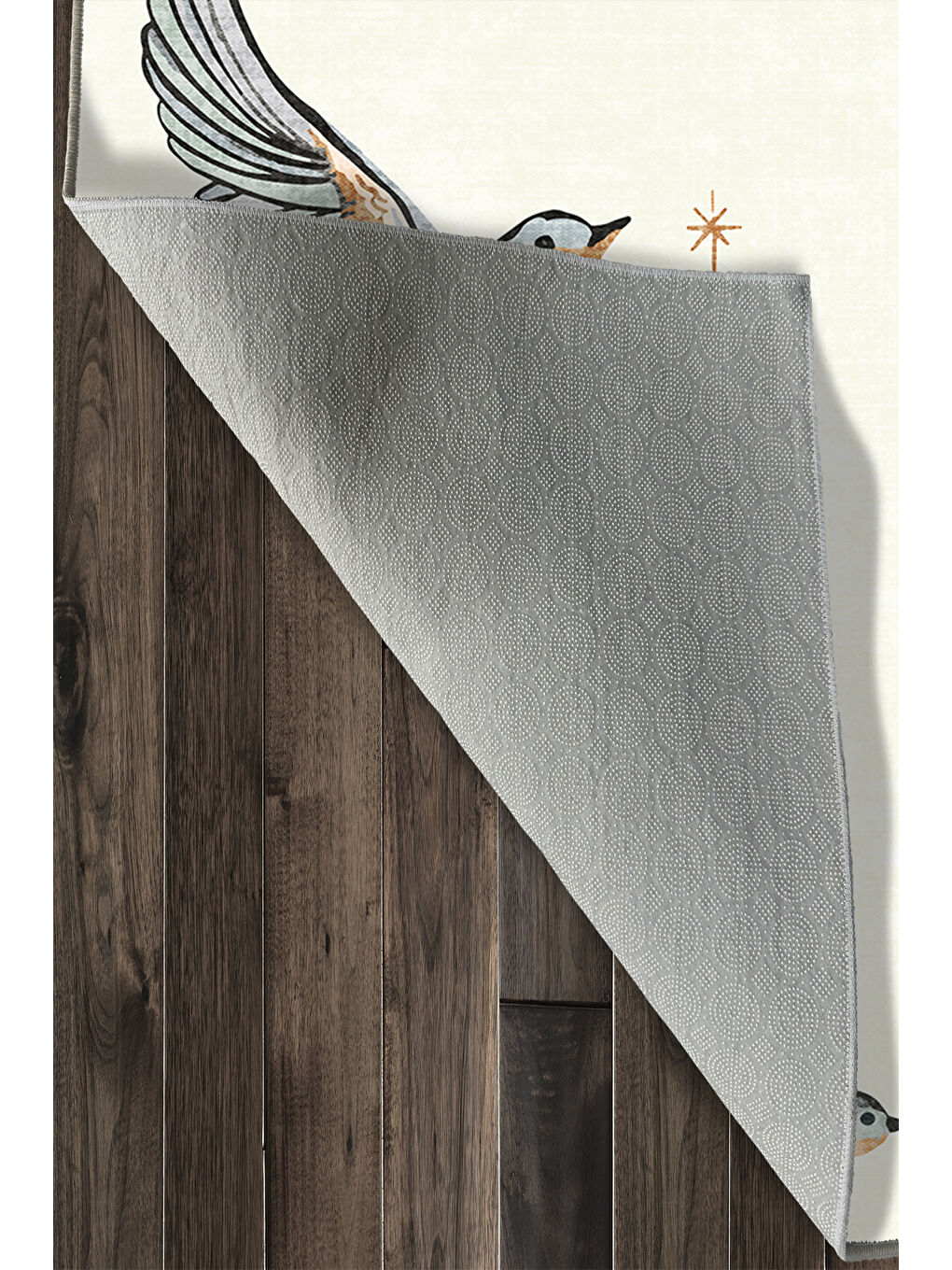 Ekru Dekoratif Özel Tasarım Yıkanabilir İnce Kaymaz Tabanlı Modern Halı KECE FR43-4