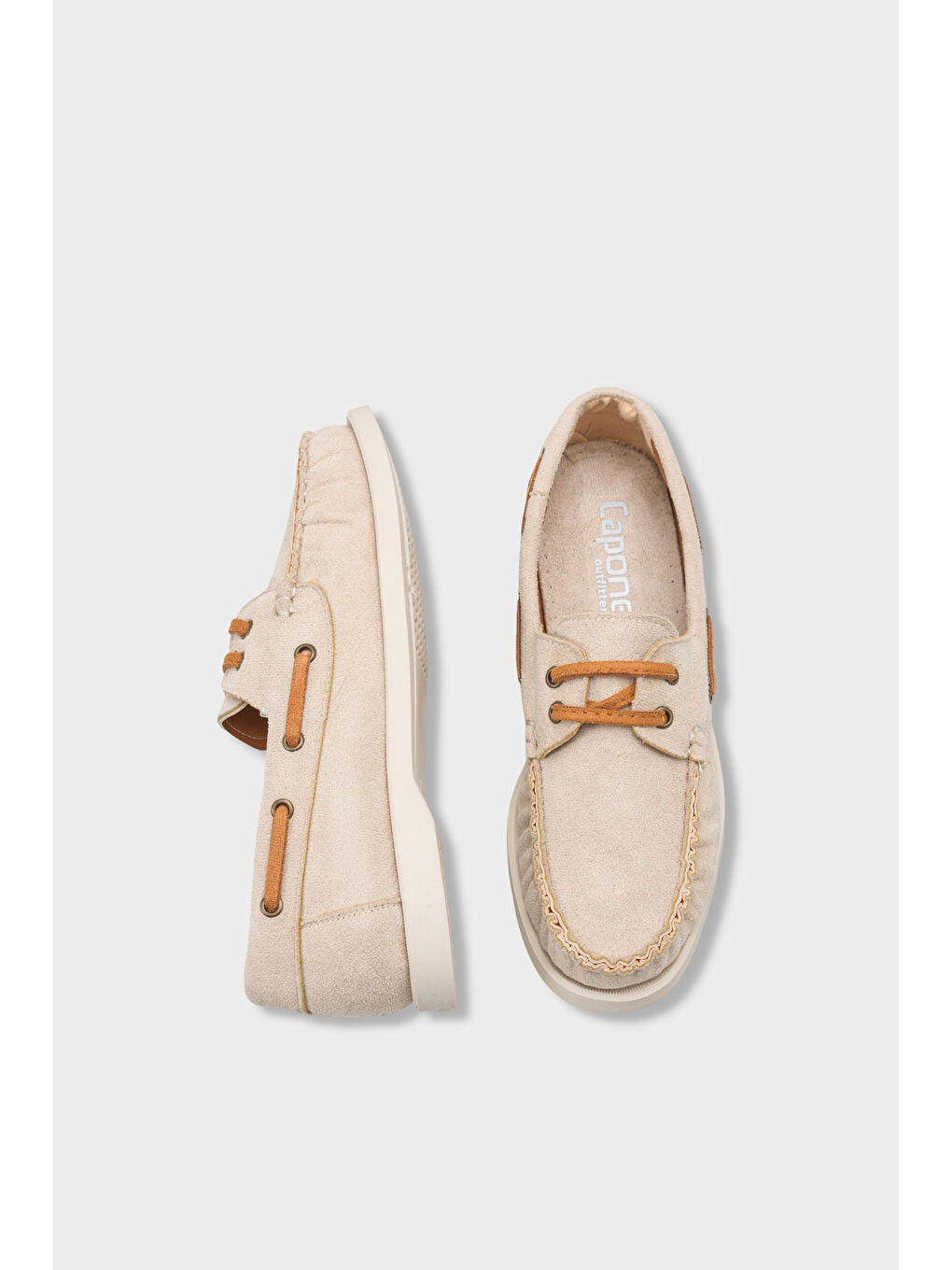 Bej Bria Bağcıklı Boncuklu Konfor Kadın Loafer Tekne Ayakkabısı-4