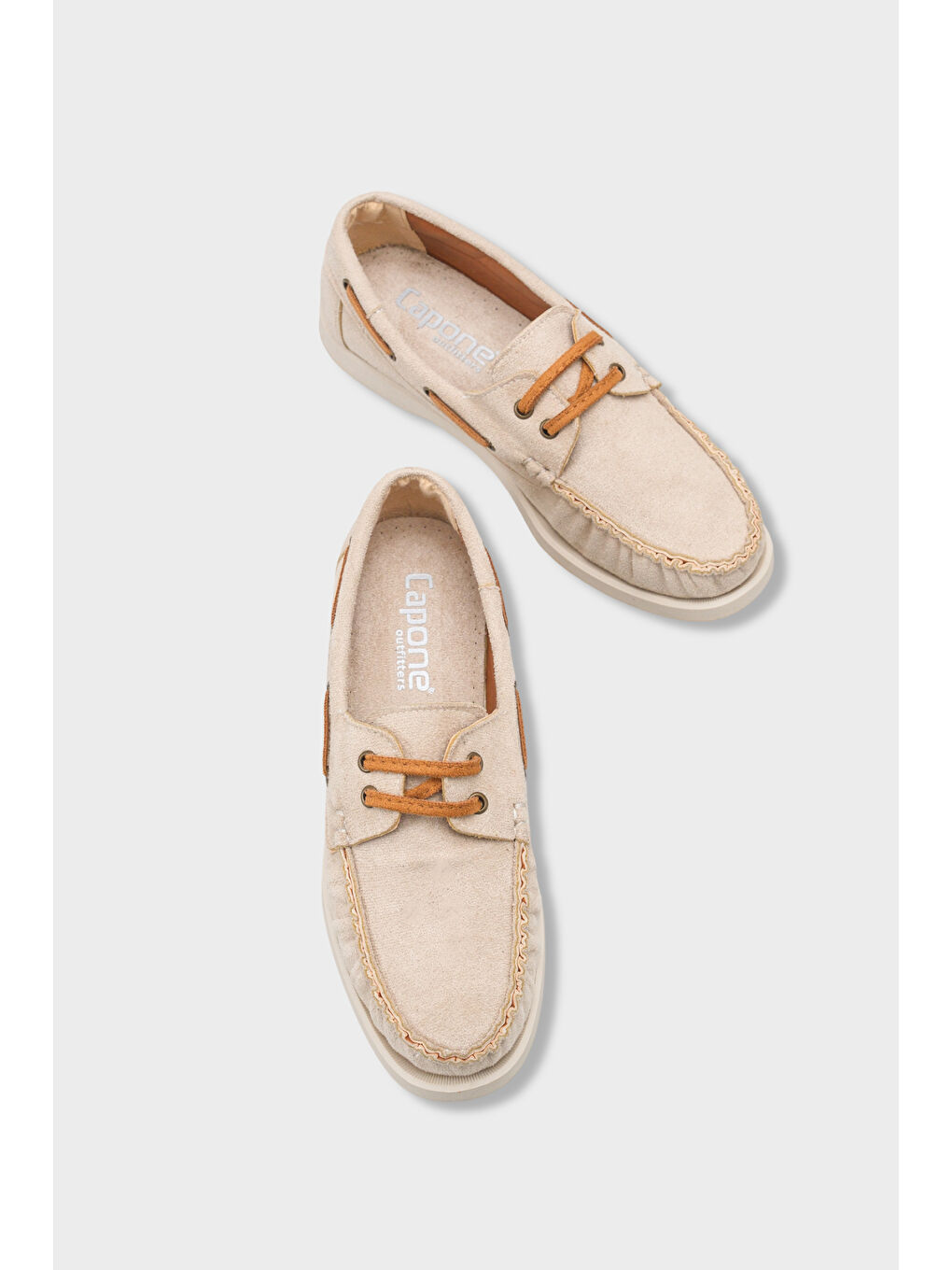 Bej Bria Bağcıklı Boncuklu Konfor Kadın Loafer Tekne Ayakkabısı-5