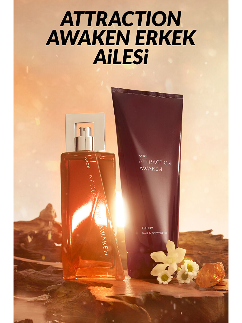 AVON Attraction Awaken Erkek Parfüm ve Saç Vücut Şampuan Paketi - 1