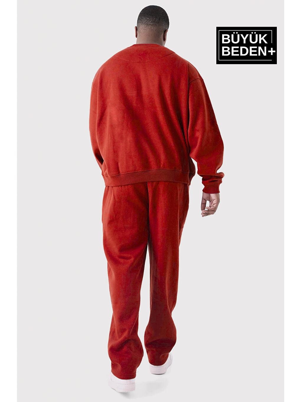 Kırmızı El Yazılı Brooklyn Baskılı Büyük Beden İnce Bisiklet Yaka Sweatshirt SPR25BSW59-2