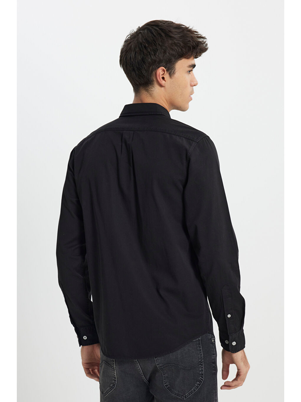 Regular Fit Normal Kesim %100 Pamuk Siyah Gömlek-6