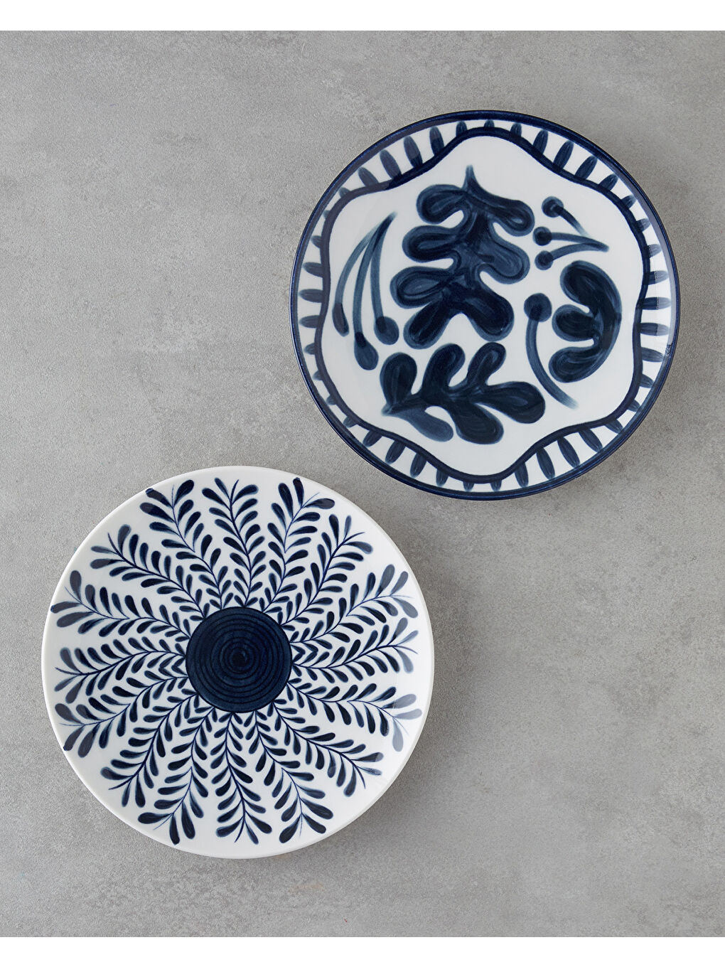 Via Porselen 6'lı Pasta Tabağı 21 cm Beyaz - Lacivert-1