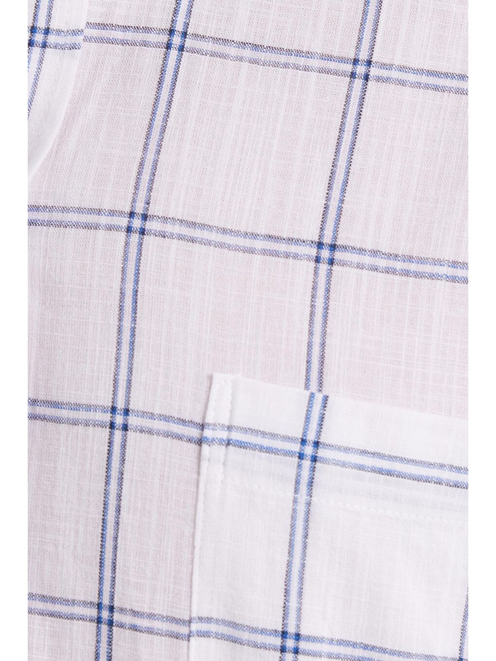 Karışık Erkek Regular Fit Klasik Kesim %100 Pamuk Keten Doku Cepli Kareli Kısa Kollu Düğmeli Yaka Gömlek-5