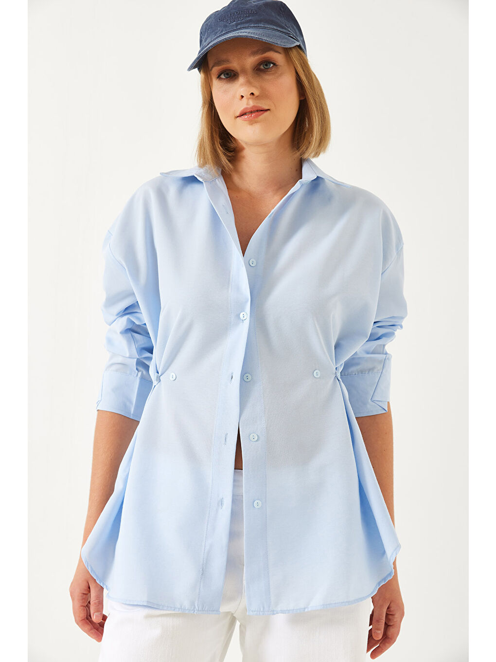 Mavi Kadın Düğme Detaylı Basic Gömlek G-3