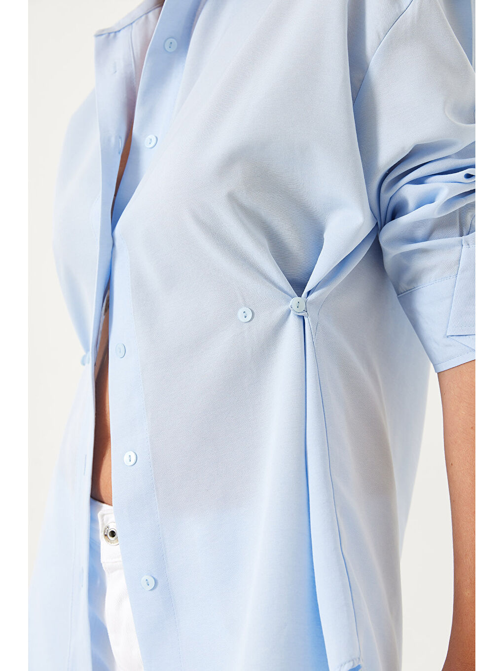 Mavi Kadın Düğme Detaylı Basic Gömlek G-4