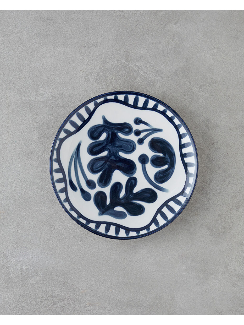 Via Porselen 6'lı Pasta Tabağı 21 cm Beyaz - Lacivert-2