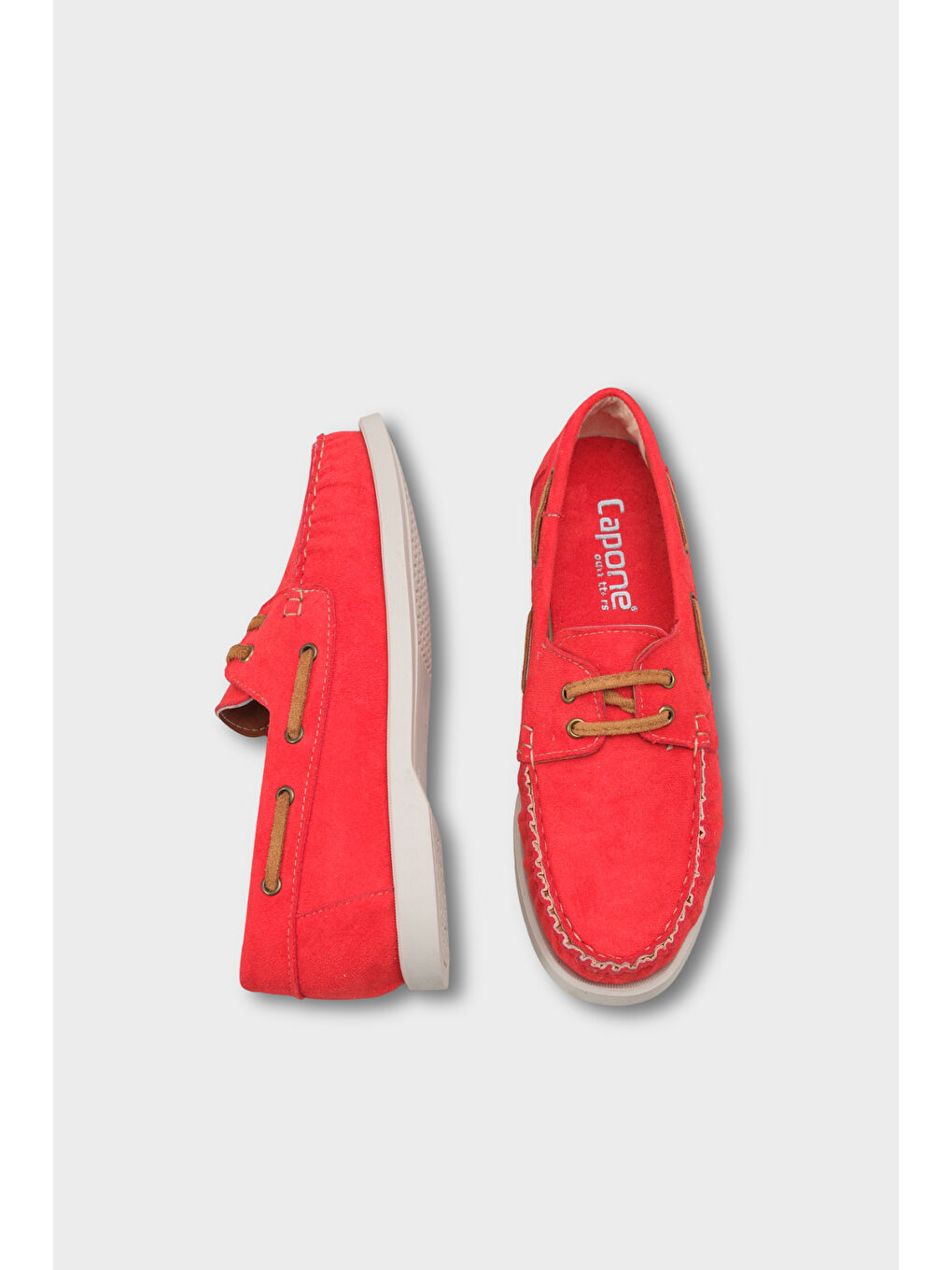 Kırmızı Bria Bağcıklı Boncuklu Konfor Kadın Loafer Tekne Ayakkabısı-4