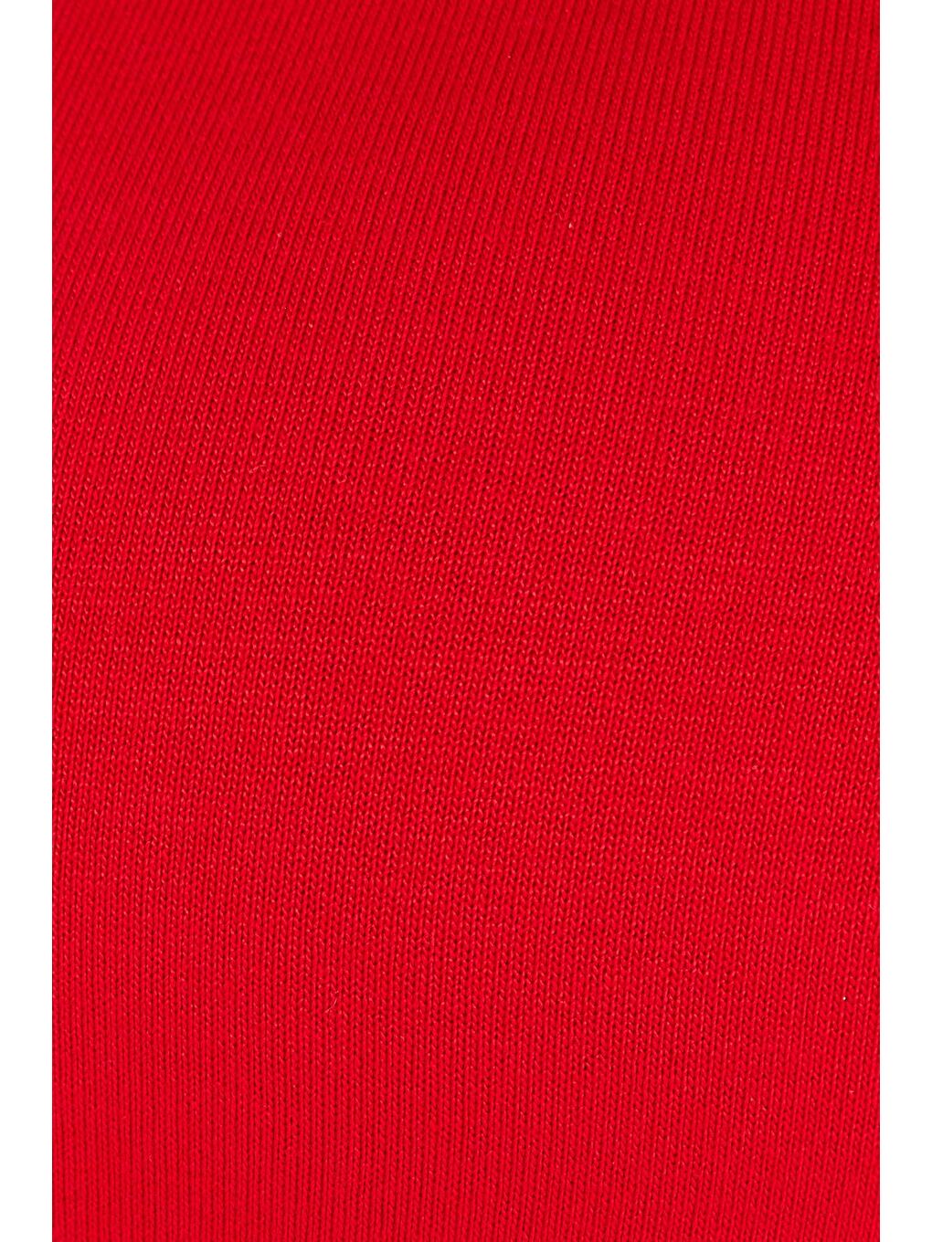 Kadın Slim Fit Dar Kesim Kısa Kollu U Yaka Kırmızı Bluz-5