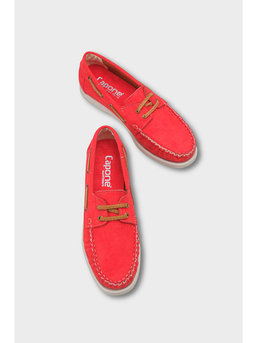 Kırmızı Bria Bağcıklı Boncuklu Konfor Kadın Loafer Tekne Ayakkabısı-5