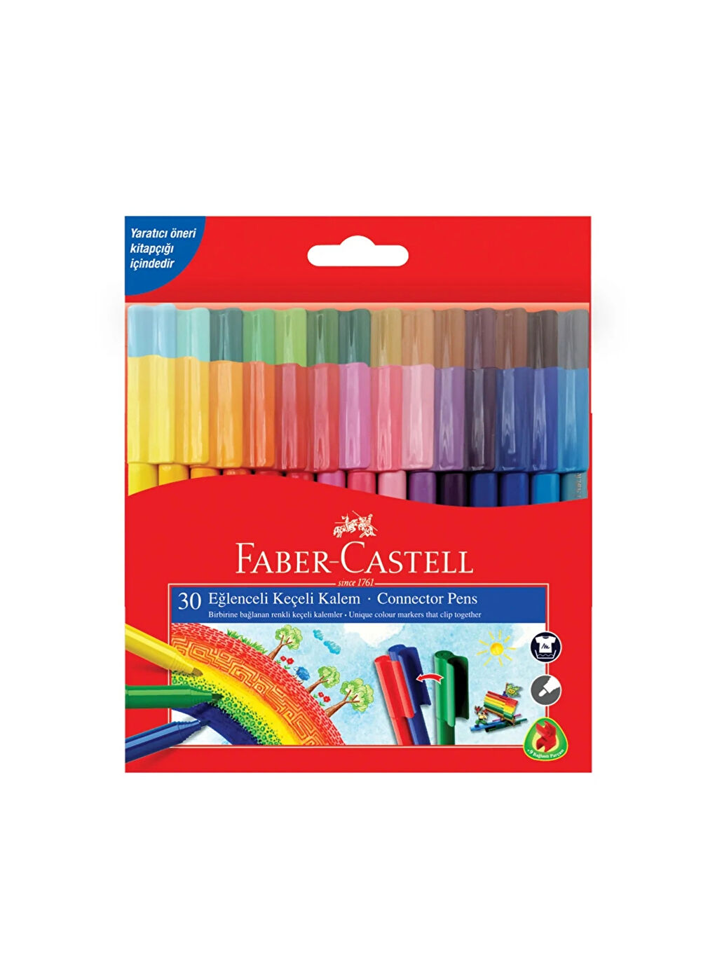 Eğlenceli Keçeli Kalem 30 Renk, Geniş Renk Yelpazesi, Su Bazlı Mürekkep, Bağlanabilir Kapak