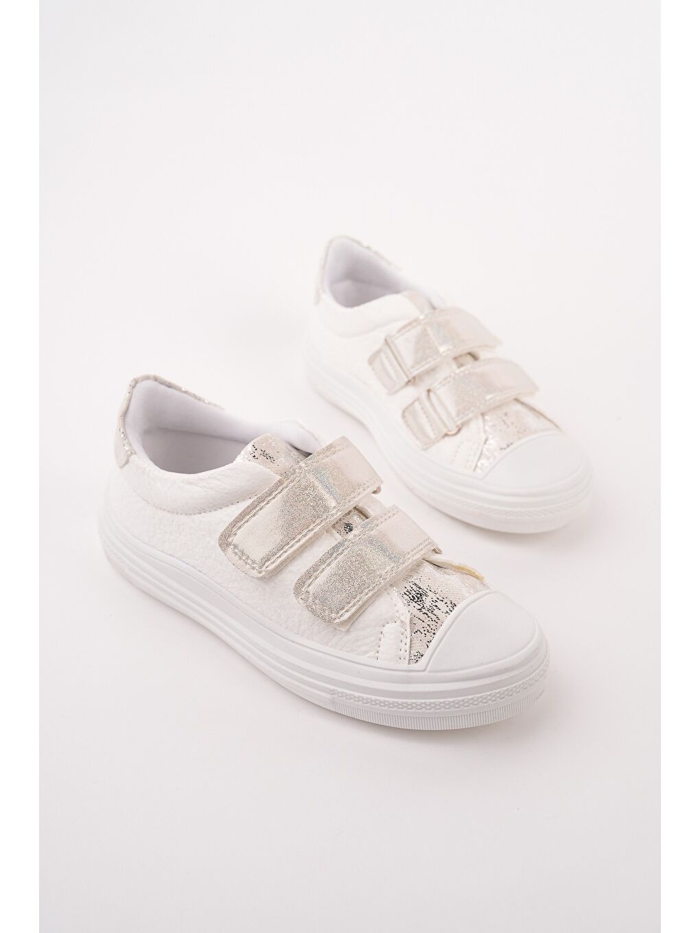 Beyaz ORİELLA Kız Çocuk Cırt Cırtlı Simli Günlük Sneaker Spor Ayakkabı-1