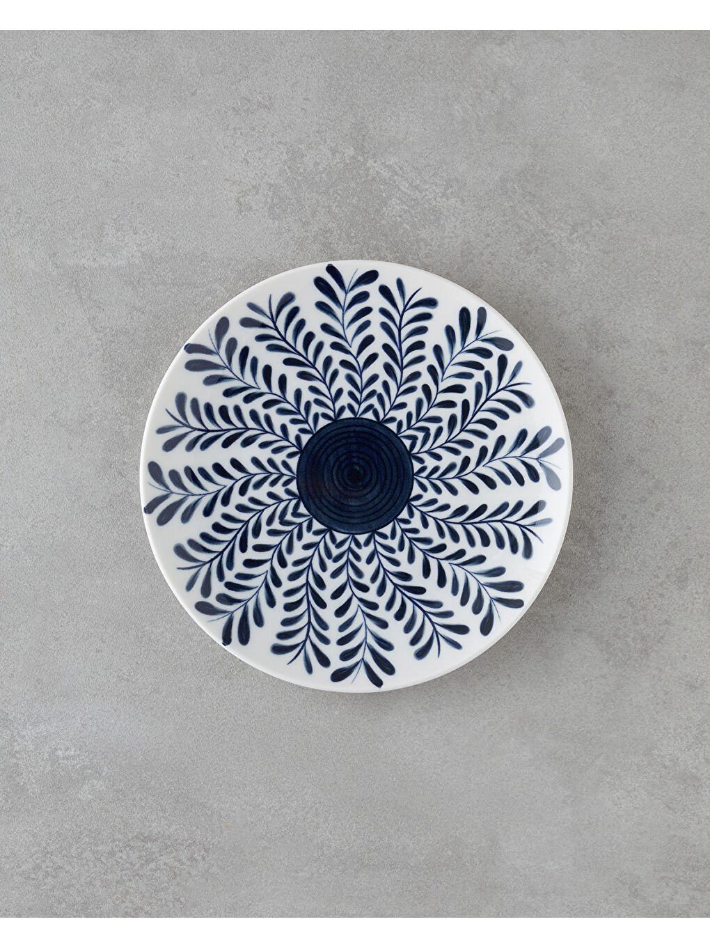 Via Porselen 6'lı Pasta Tabağı 21 cm Beyaz - Lacivert-3