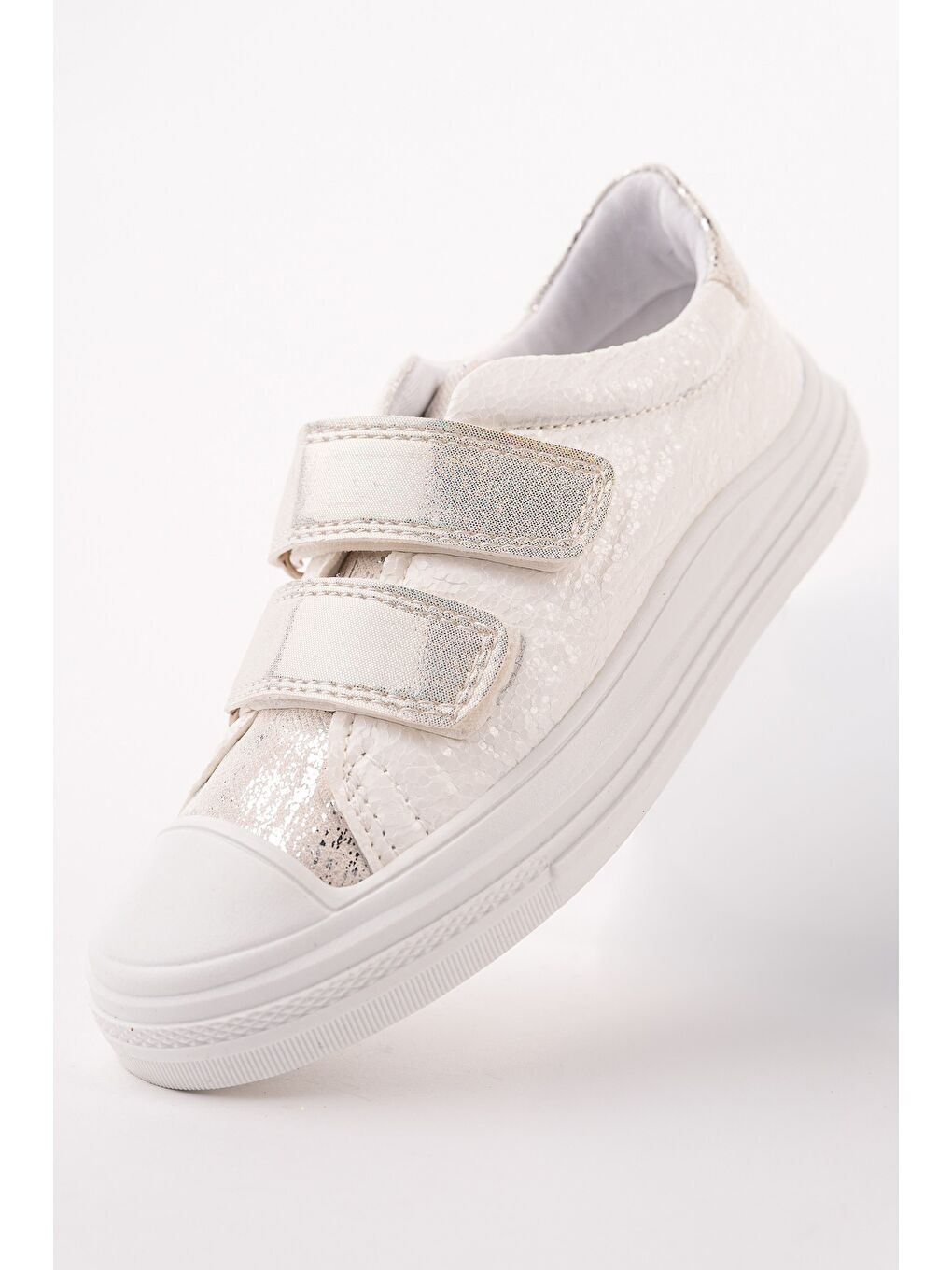 Beyaz ORİELLA Kız Çocuk Cırt Cırtlı Simli Günlük Sneaker Spor Ayakkabı-4