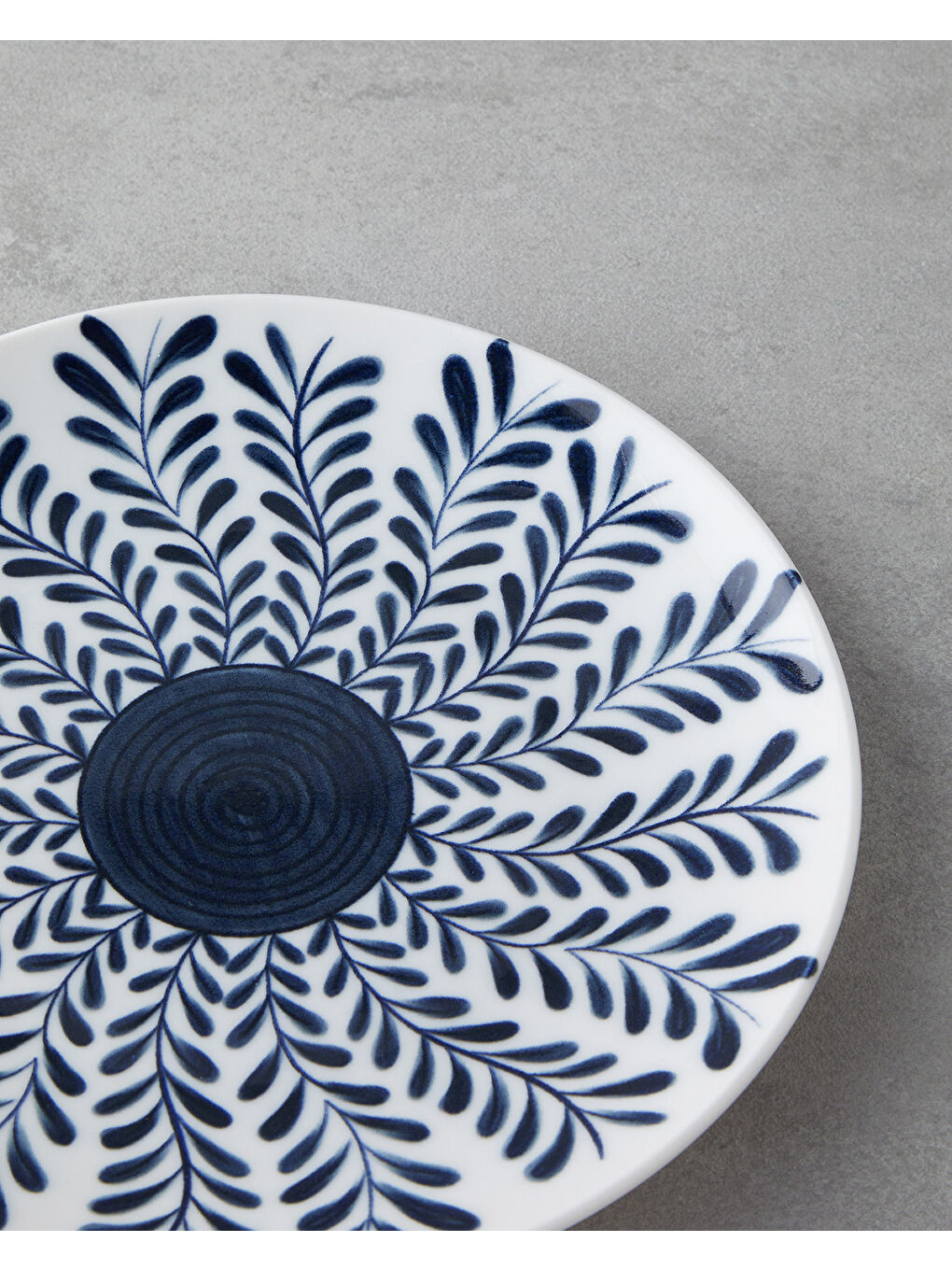 Via Porselen 6'lı Pasta Tabağı 21 cm Beyaz - Lacivert-4