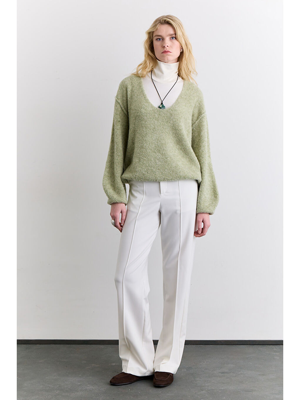 Soft Dokulu Kazak Yeşil