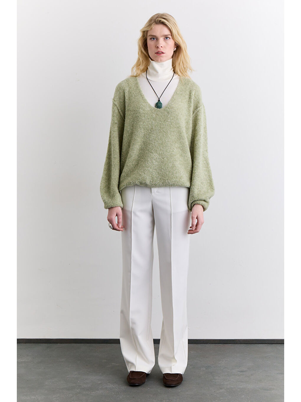 Soft Dokulu Kazak Yeşil-1