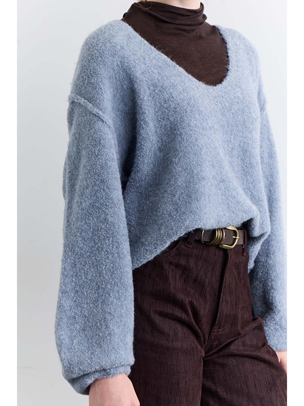 Soft Dokulu Kazak Mavi-2