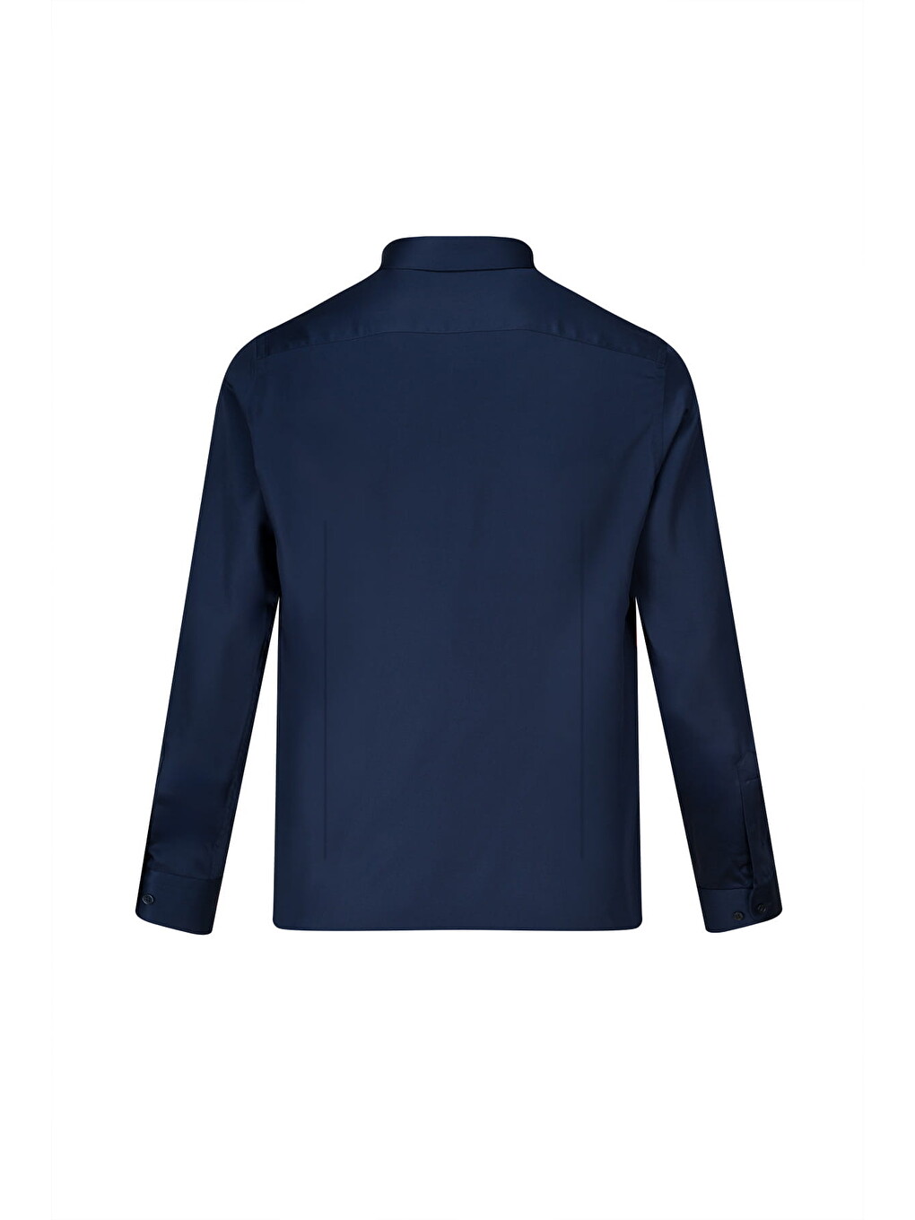 Lacivert Slim Fit Açık İtalyan Yaka Uzun Kollu Saten Gömlek-2