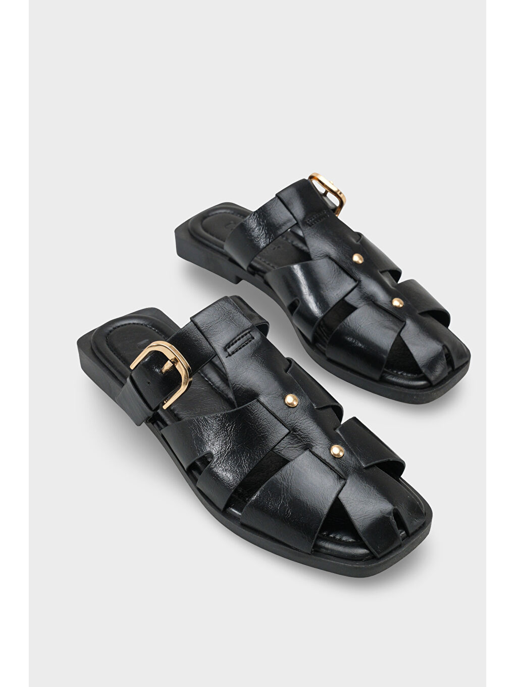 Siyah Willa Gladyatör Kadın Sabo Terlik-1