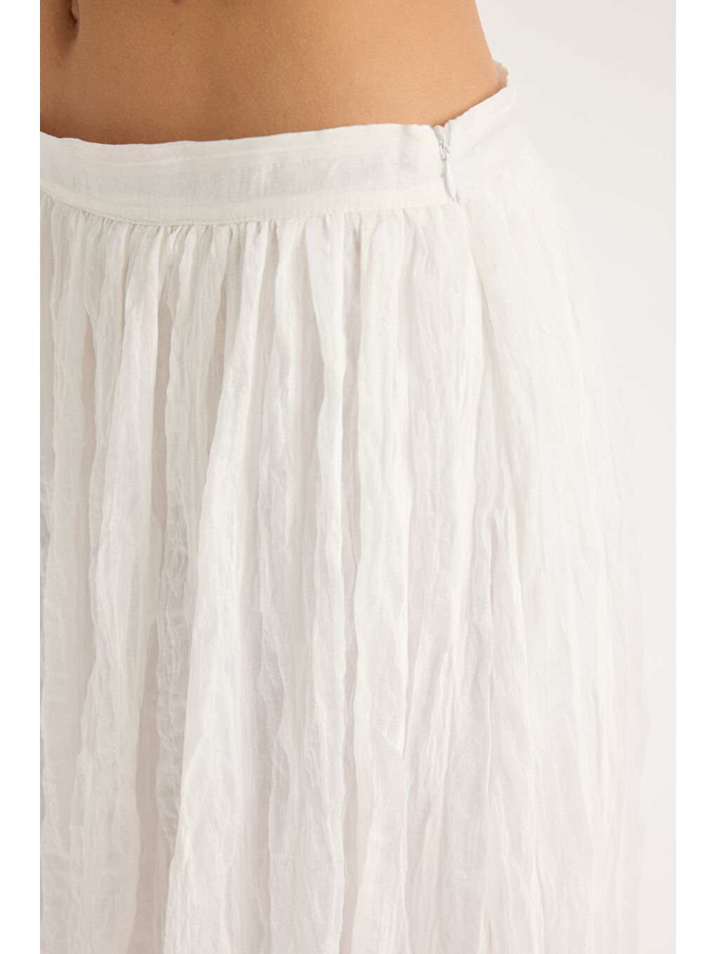 Tanoa Çizgi Desen Ekru Uzun Etek-6