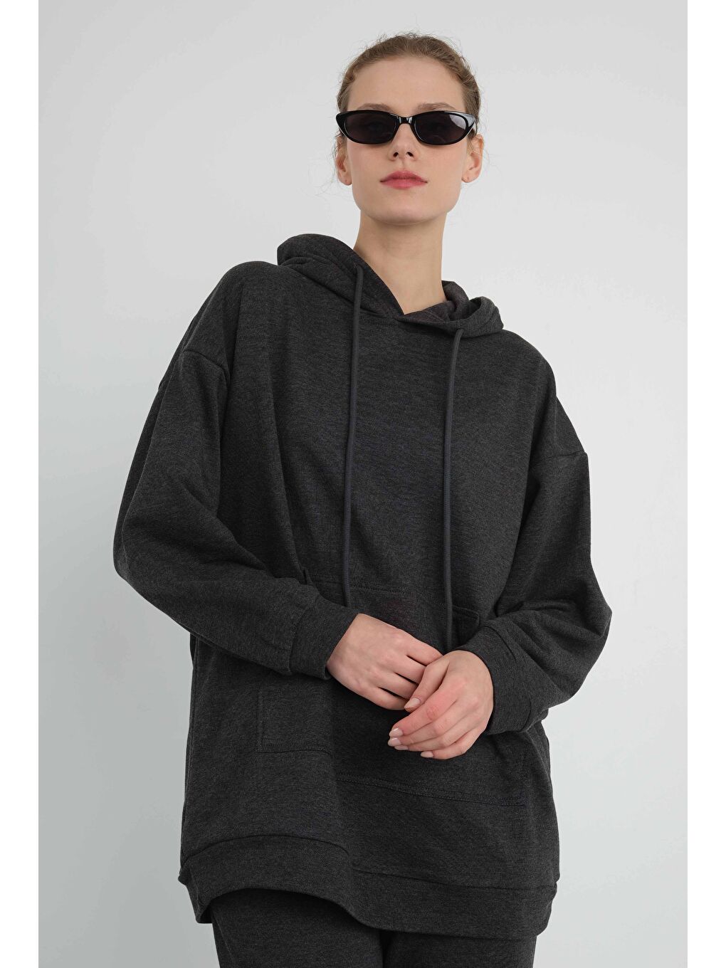 Kapüşonlu Sweatshirt Antrasit