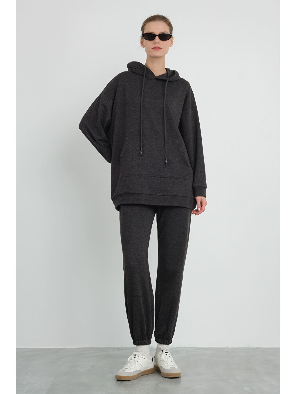 Kapüşonlu Sweatshirt Antrasit-1