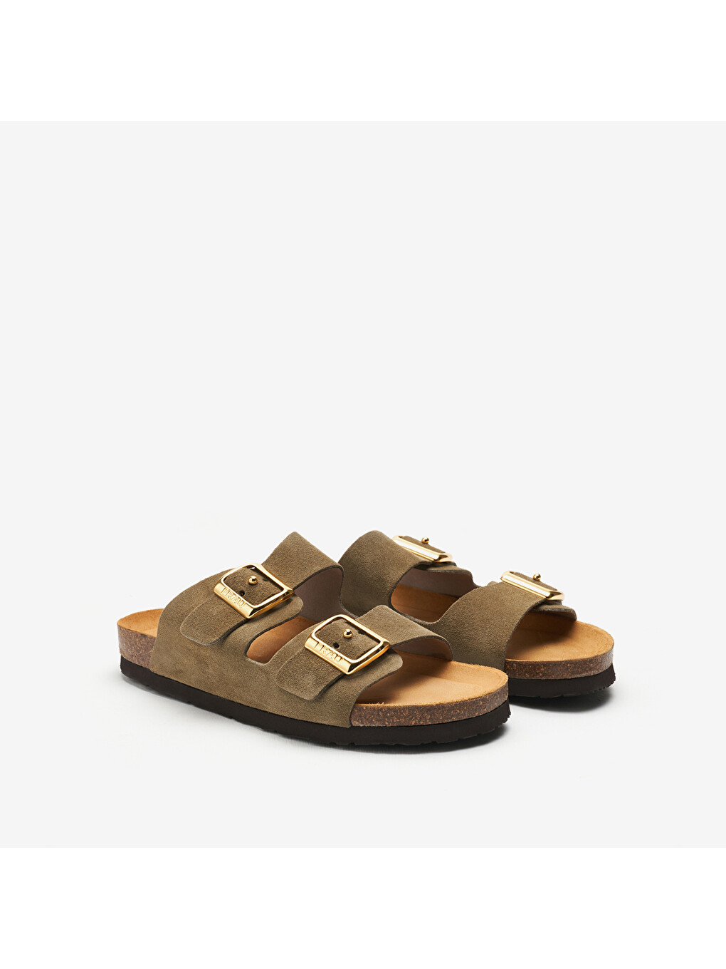 Yeşil Kadın Terlik 17b8 Suede Double-strap Sliders-1