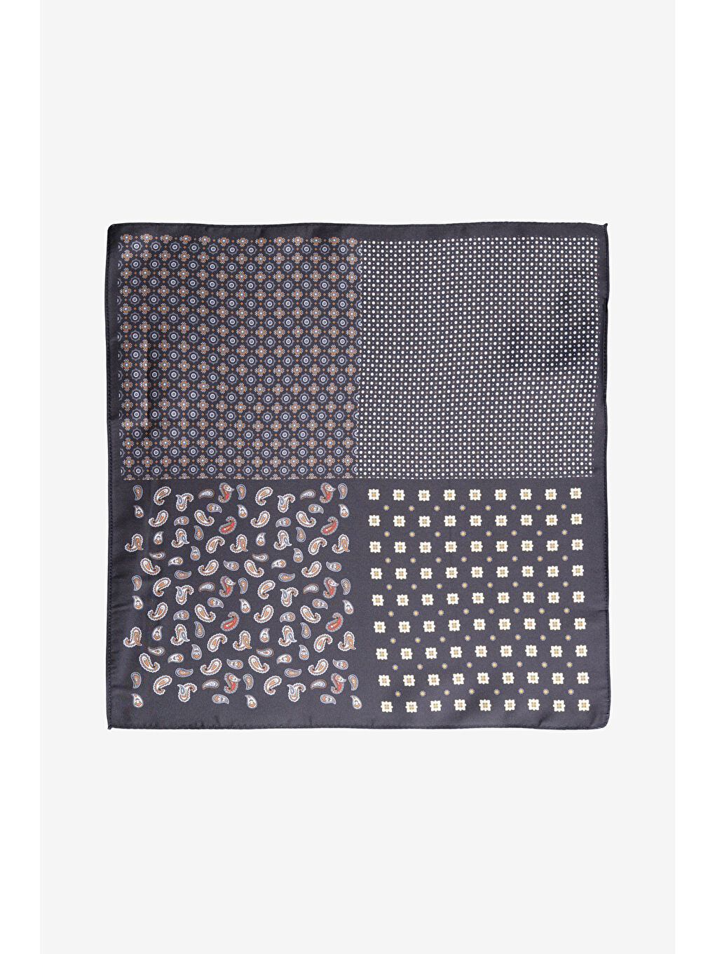 Erkek Siyah-Turuncu Desenli Mendil-1