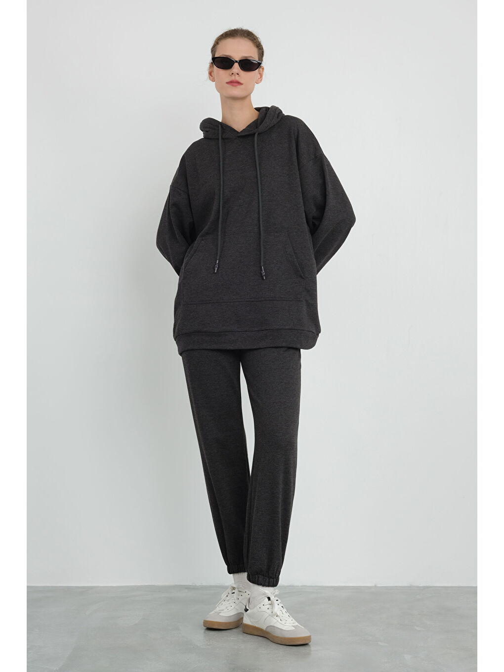 Kapüşonlu Sweatshirt Antrasit-2