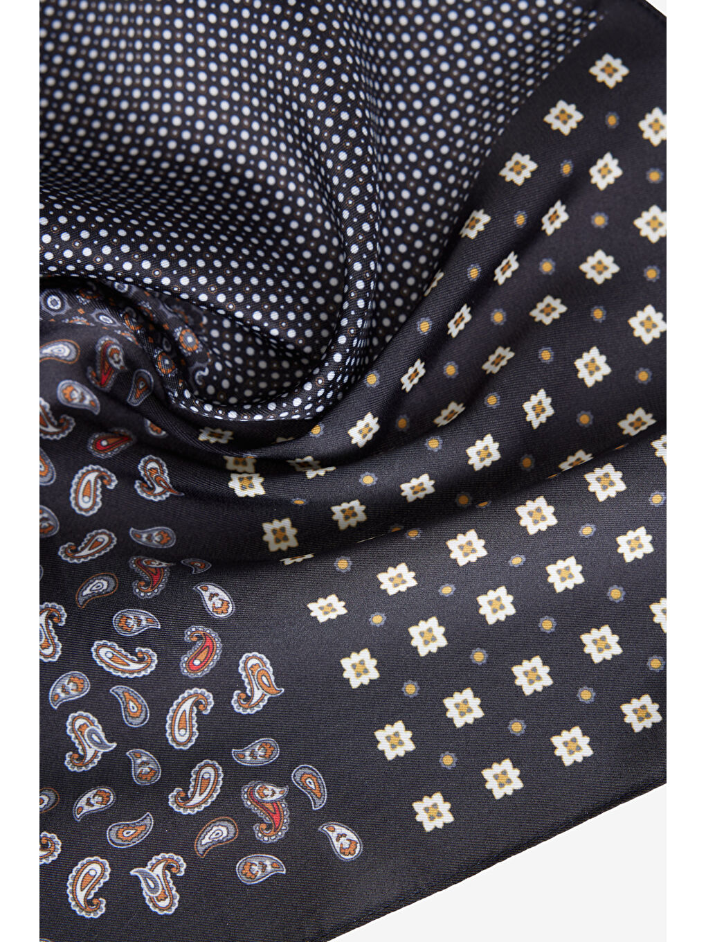 Erkek Siyah-Turuncu Desenli Mendil-2