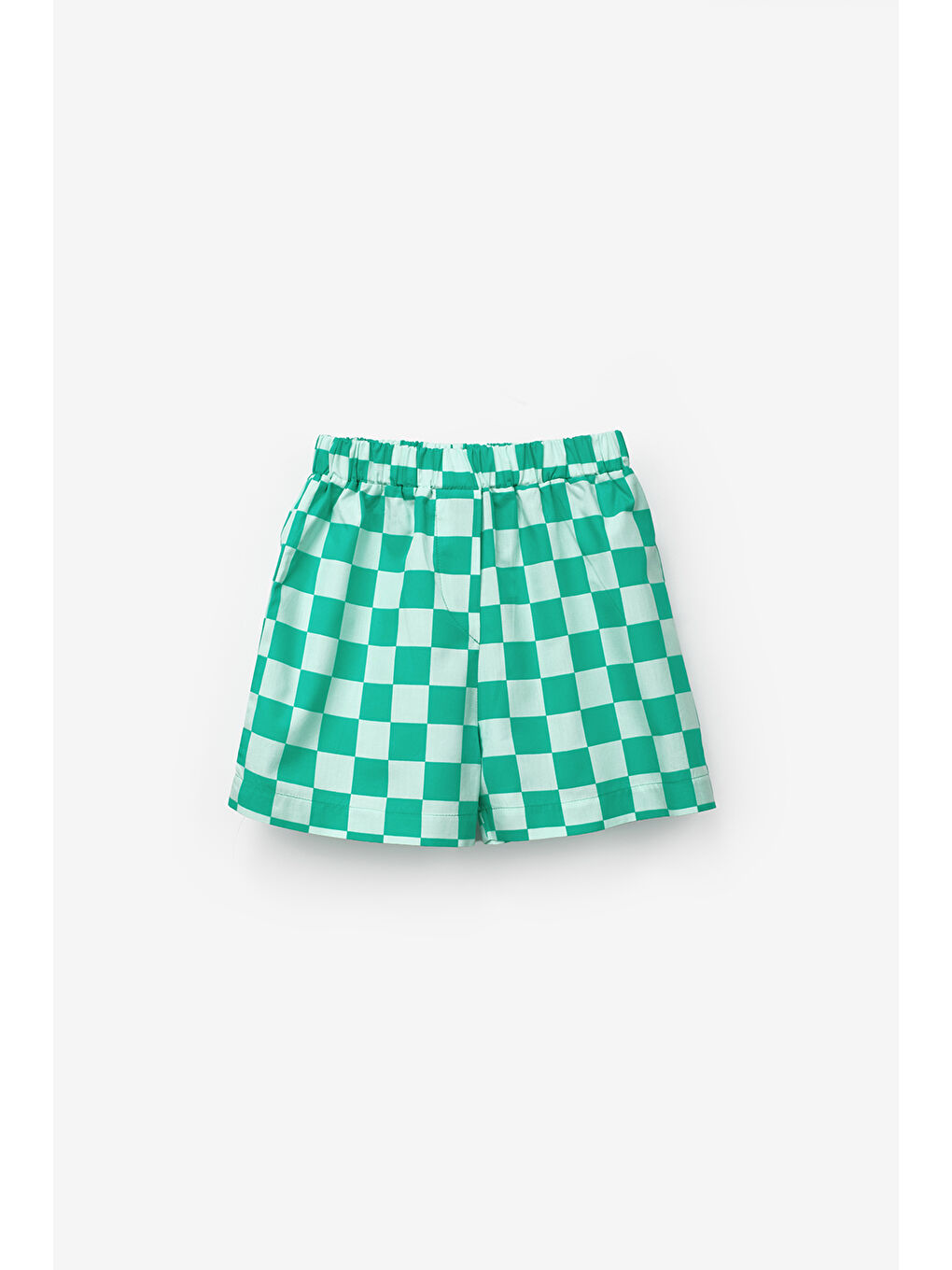 Yeşil Mint Tavşan Figürlü Dama Desenli Çocuk Tişört Şort İkili Takım - Cleo-5