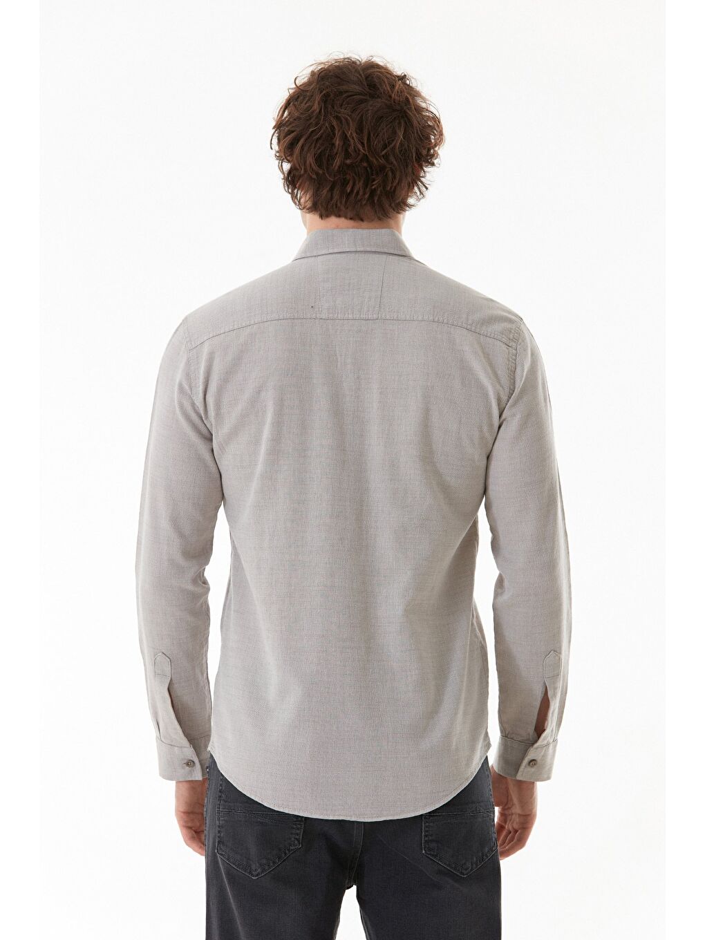 Bej Çift Cepli Düğmeli Gömlek-4