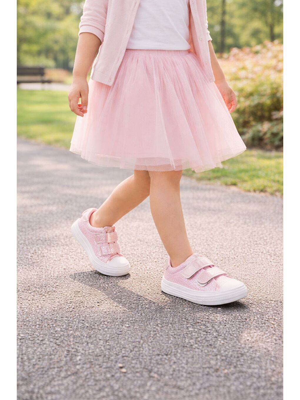 Pembe ORİELLA Kız Çocuk Cırt Cırtlı Simli Günlük Sneaker Spor Ayakkabı-7