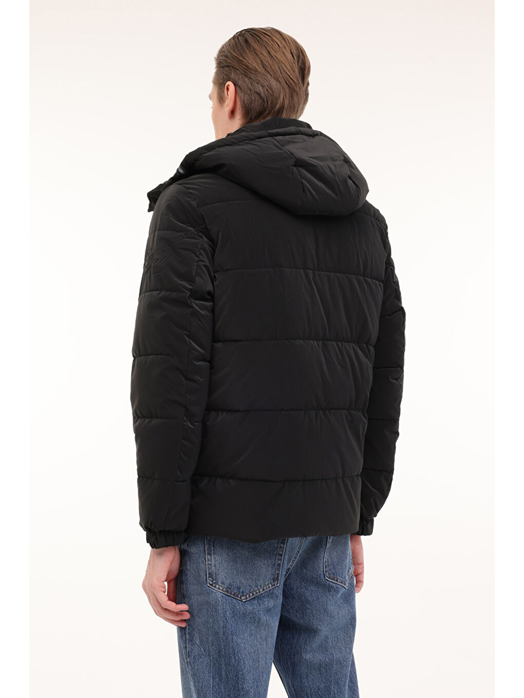 ML 2JJYCFAW23-H2346 4PR Siyah Erkek Kısa Kapüşonlu Kaban-1