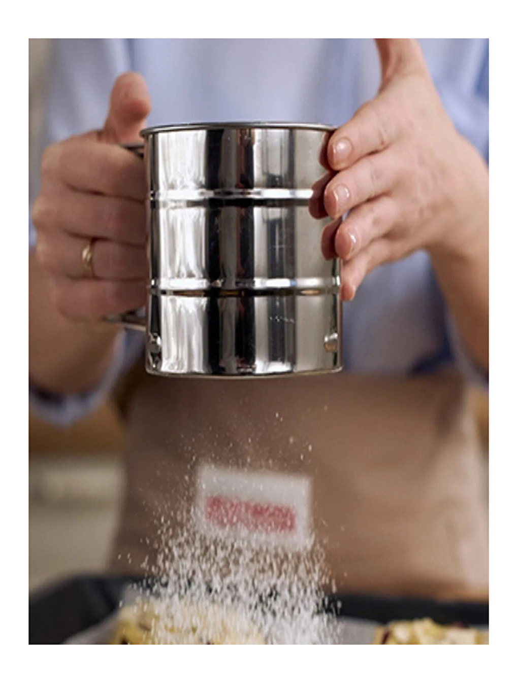 Gri Paslanmaz Çelik Un Eleği ve Doğal Bambu Ahşap Havan-1