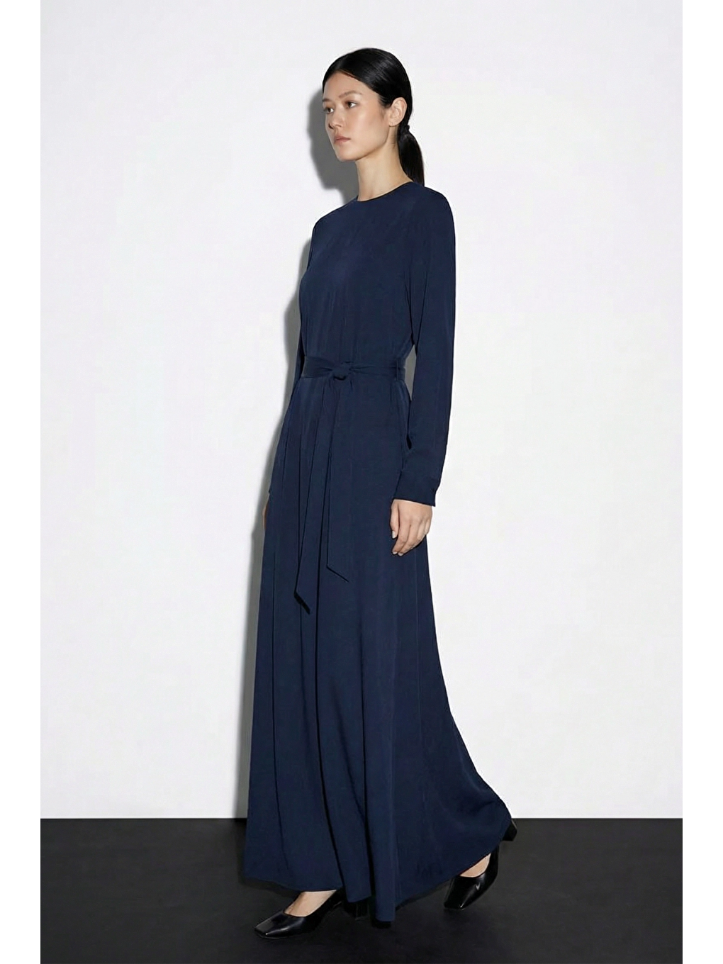 AURA | Gizli Fermuarlı Minimal Elbise Lacivert-1