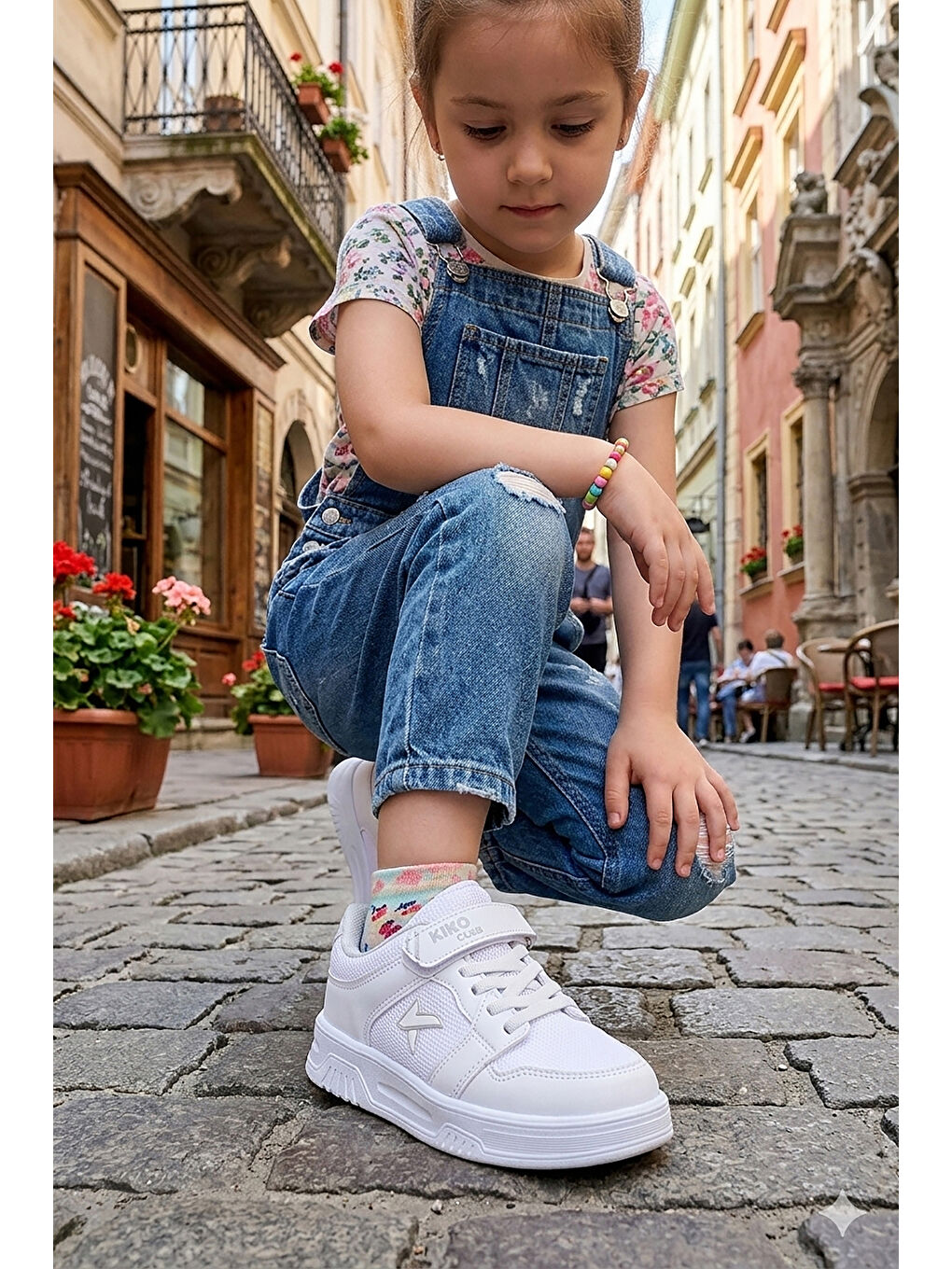 Beyaz Liven Cırtlı Günlük Kız Çocuk Spor Ayakkabı-2