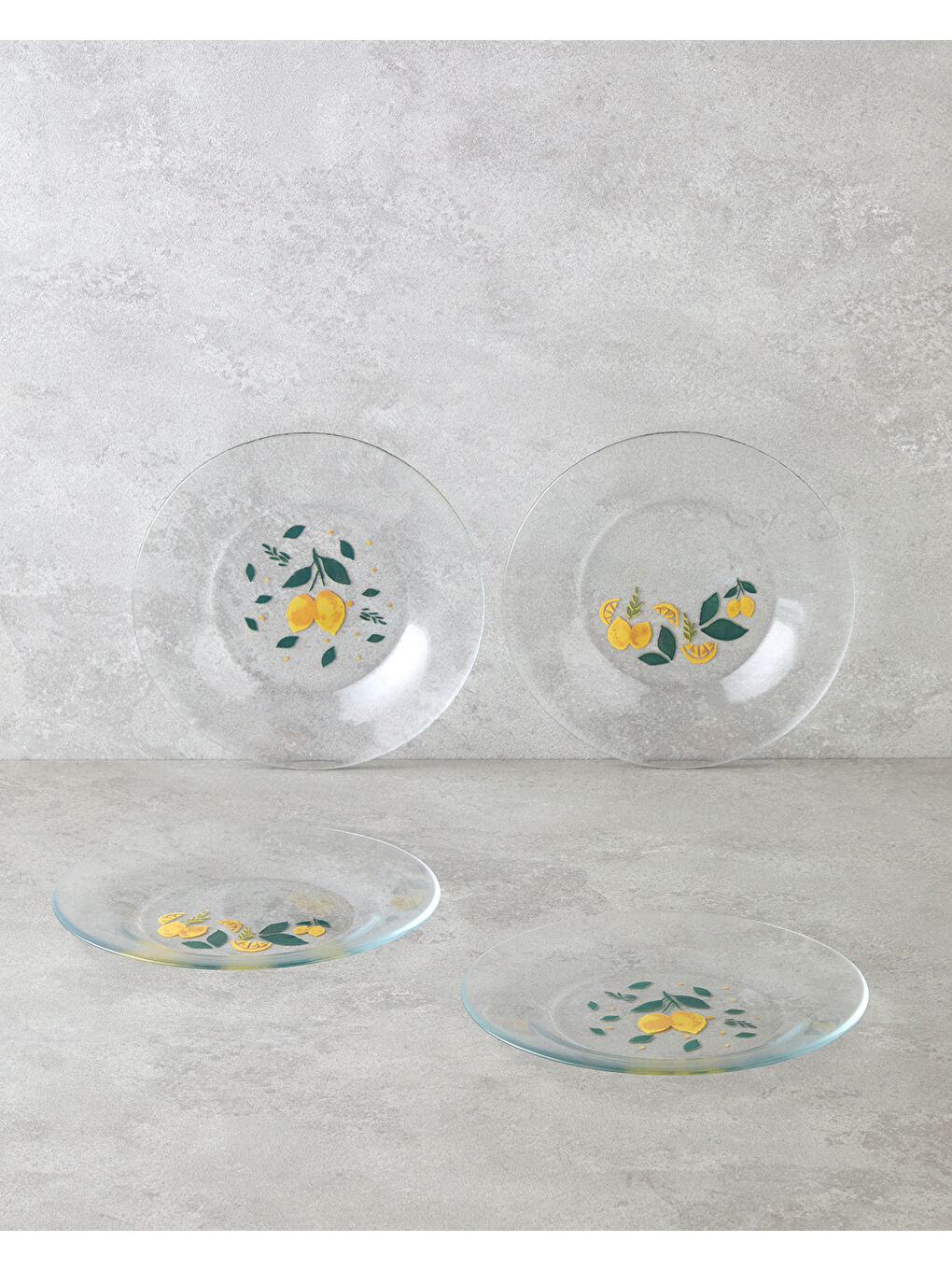 Lemon Cam 4'lü Pasta Tabağı 19 cm Sarı-Yeşil