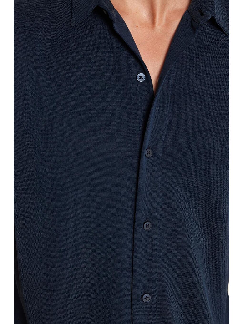 Erkek Relax Fit Premium Seri Modal Örme Kumaş Rahat Kullanım Kısa Kollu Spor Lacivert Gömlek-2