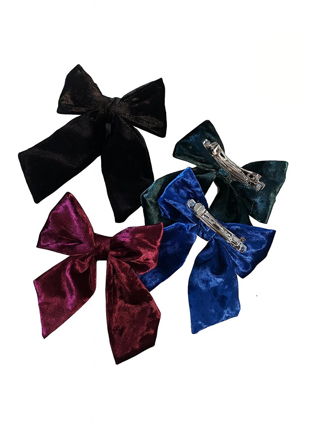 Karışık Kadife Fiyonk 4'lü Toka Seti-1