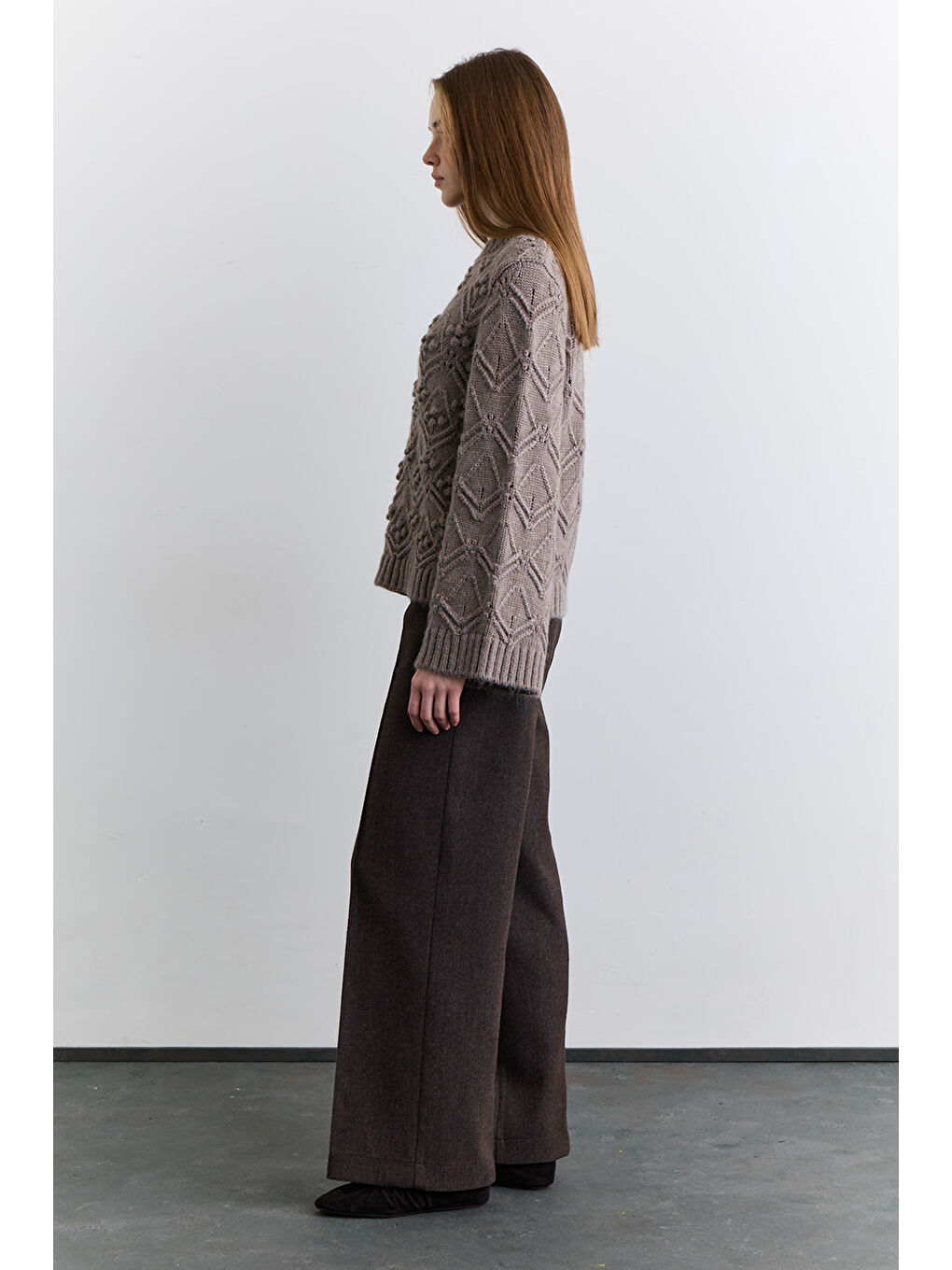 Bej Ajur Örgü Kazak Vizon-3