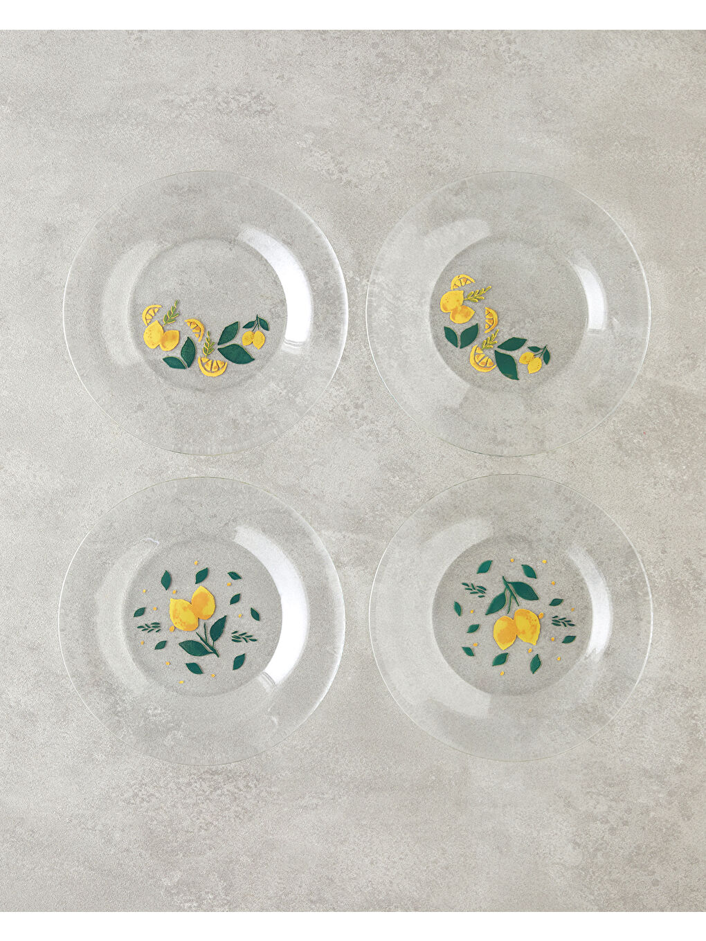 Lemon Cam 4'lü Pasta Tabağı 19 cm Sarı-Yeşil-1