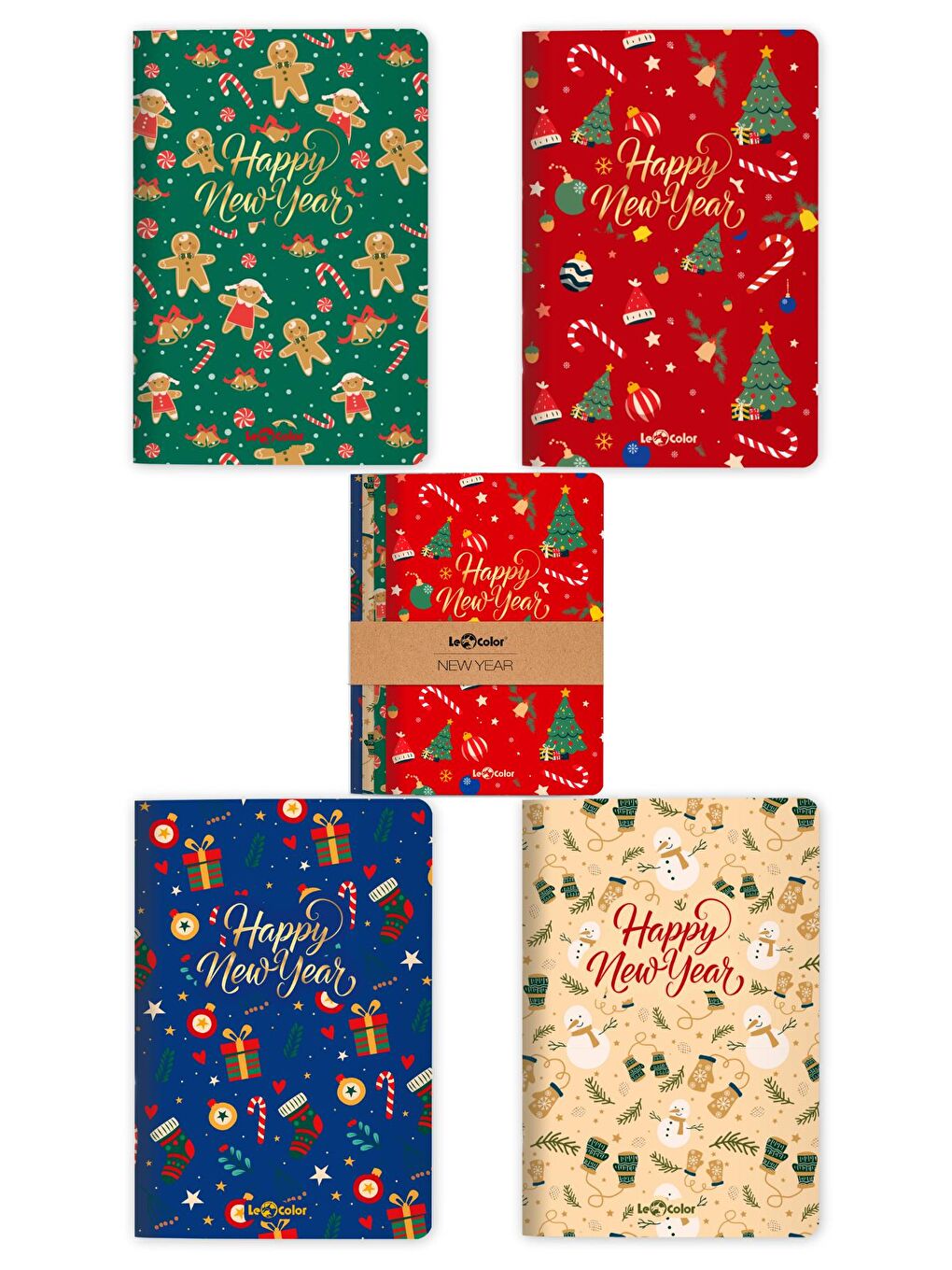 4'lü New Year Defter Seti Çizgisiz 13x20