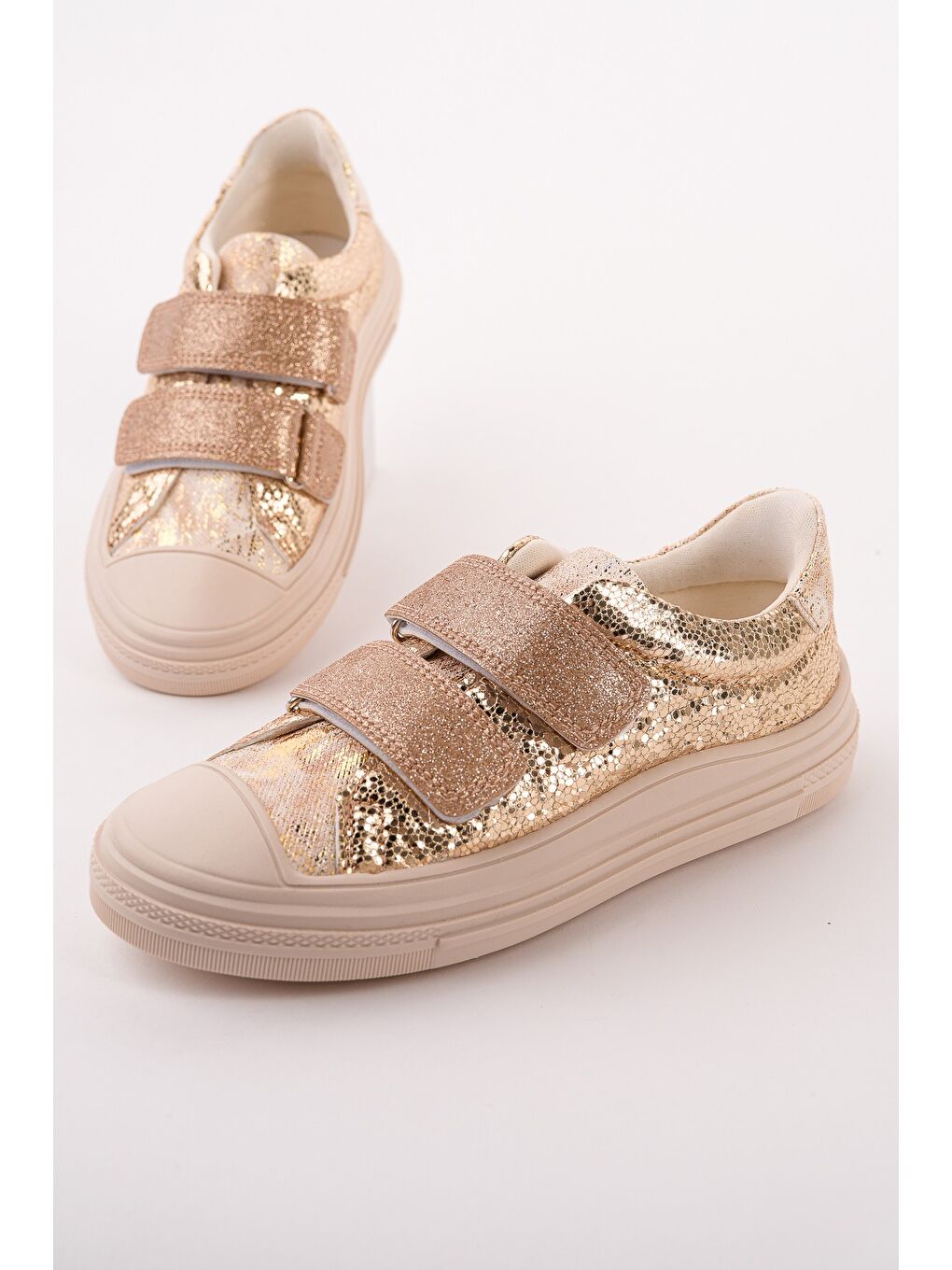 Sarı ORİELLA Kız Çocuk Cırt Cırtlı Simli Günlük Sneaker Spor Ayakkabı-1